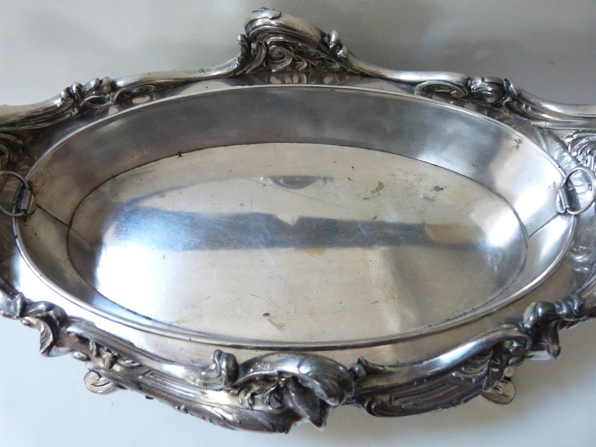 Large Centerpiece Planter In Silver Metal In Napoleon III Rocaille Style -photo-6