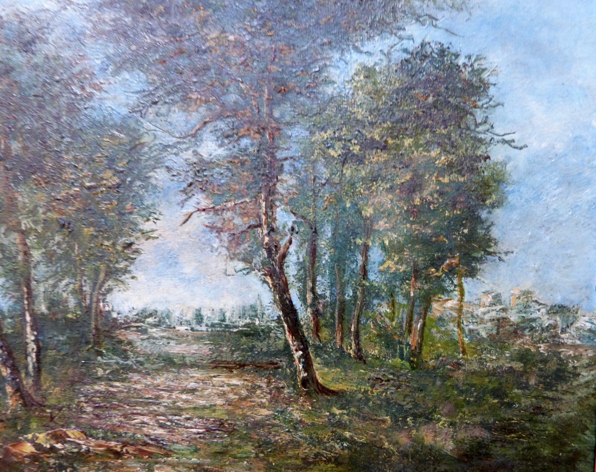 Eugene Diaz De La Pena Huile Sur Toile Paysage Bouquet d'Arbres -photo-4