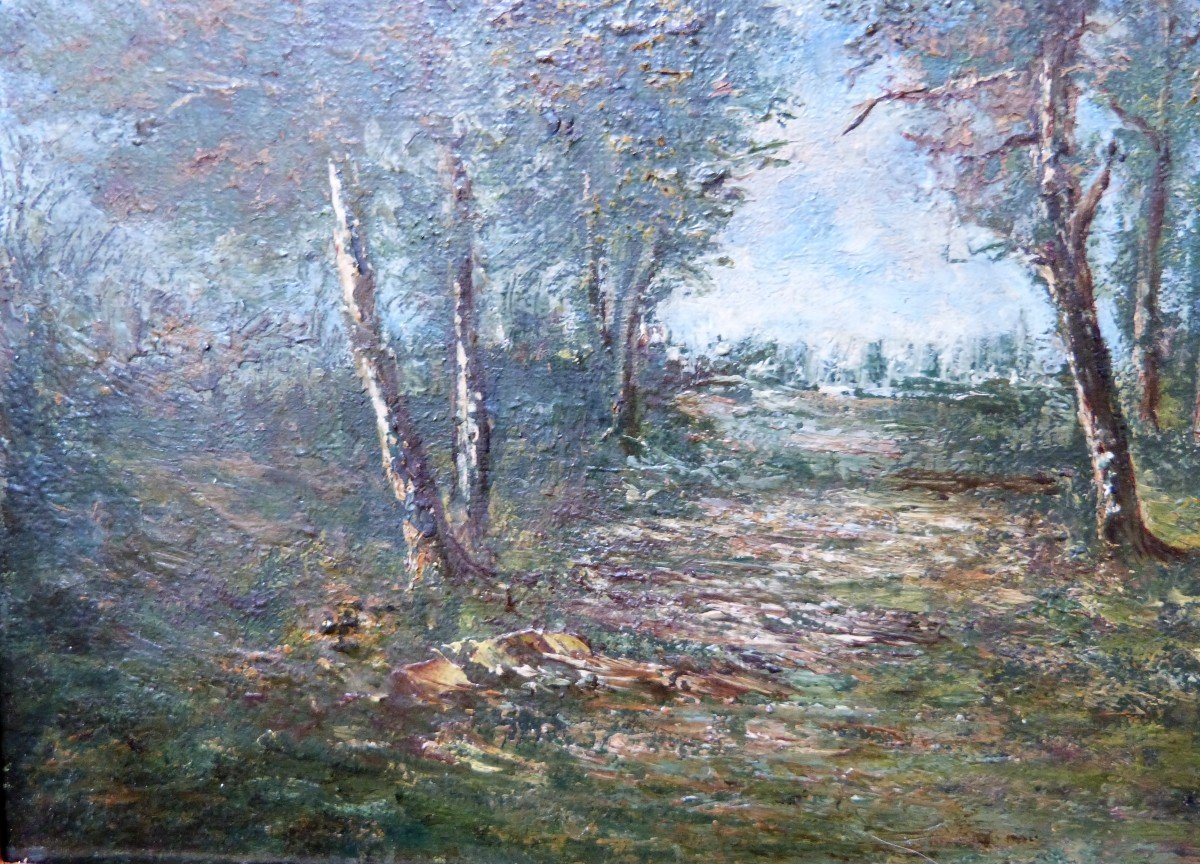 Eugene Diaz De La Pena Huile Sur Toile Paysage Bouquet d'Arbres -photo-4