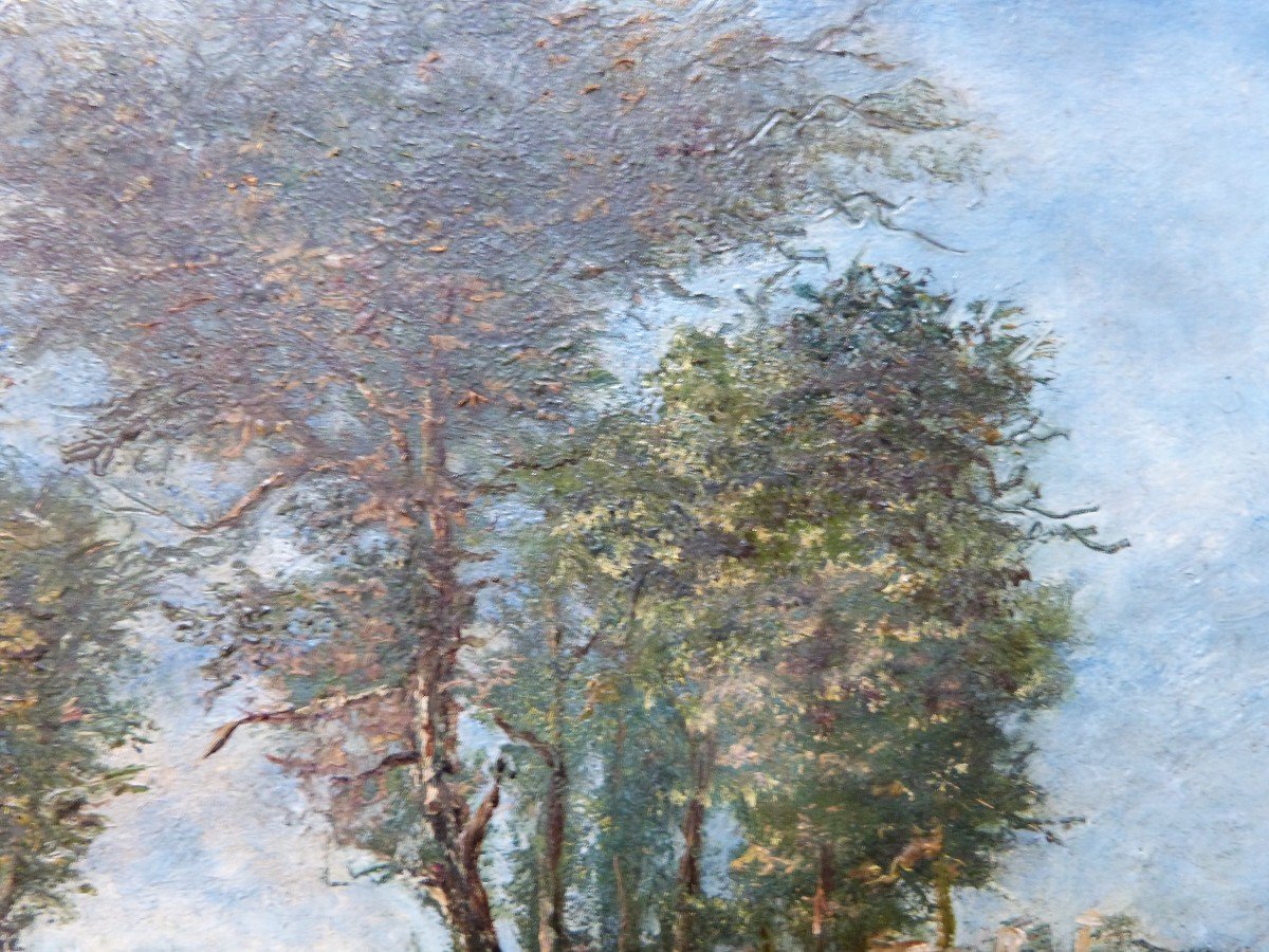 Eugene Diaz De La Pena Huile Sur Toile Paysage Bouquet d'Arbres -photo-5