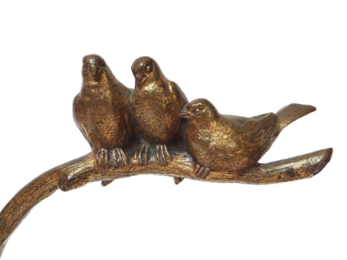 From Roche Art Deco Bronze Sculpture Perched Birds Marble And Onyx Base -photo-2