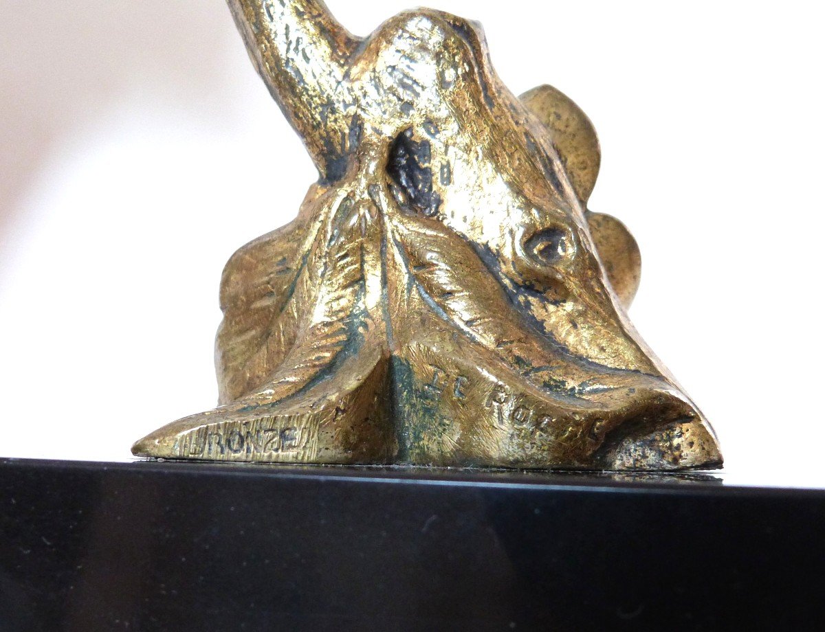 From Roche Art Deco Bronze Sculpture Perched Birds Marble And Onyx Base -photo-3