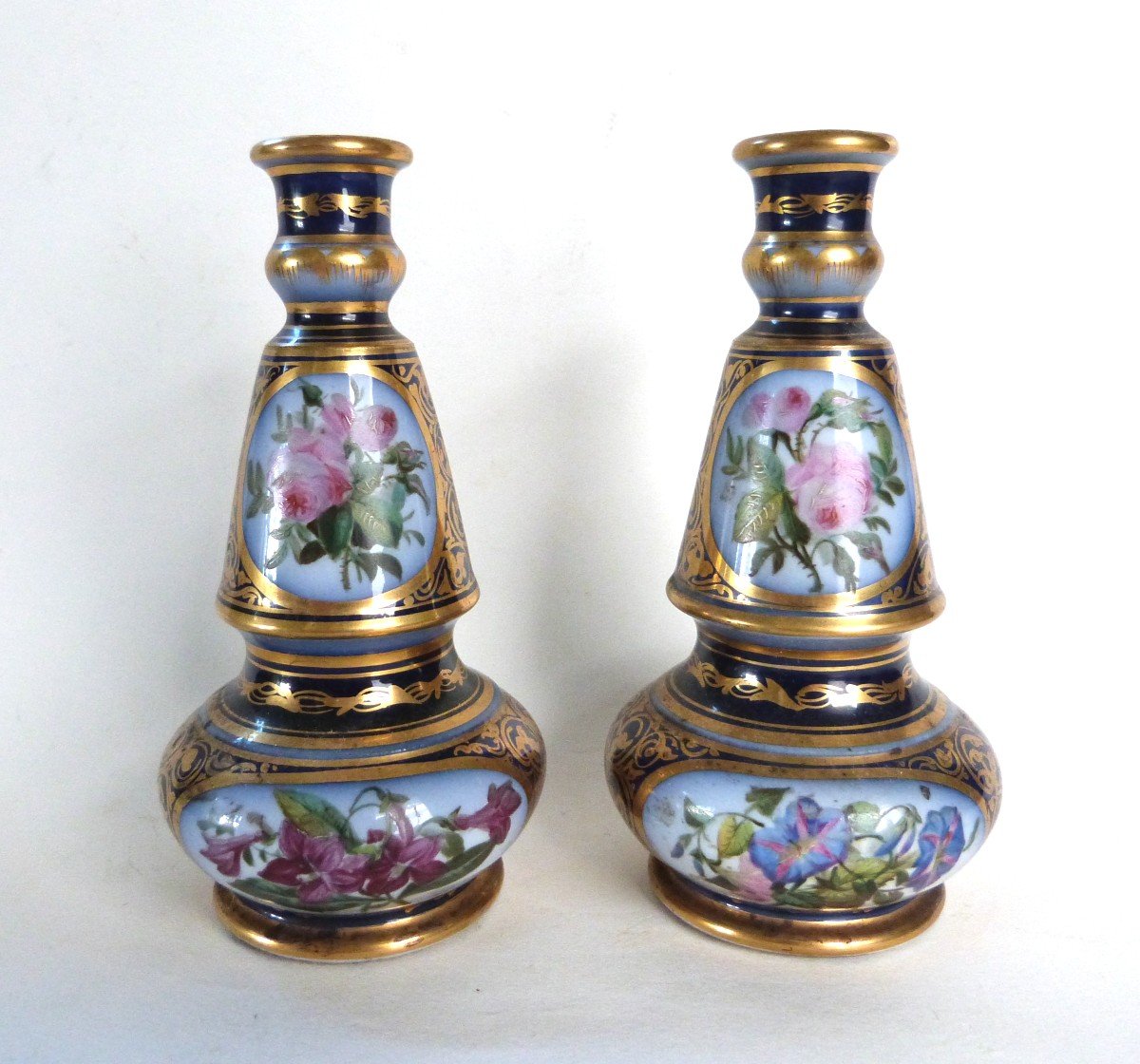 Pair Of Valentine Porcelain Bottles, Napoleon III Period 