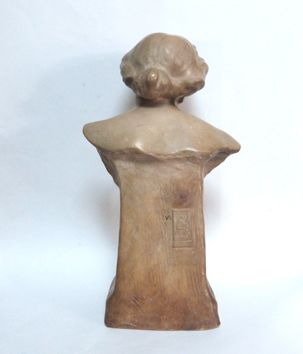 E. Tell For Goldscheider Art Nouveau Female Bust Allegory Of Music-photo-4