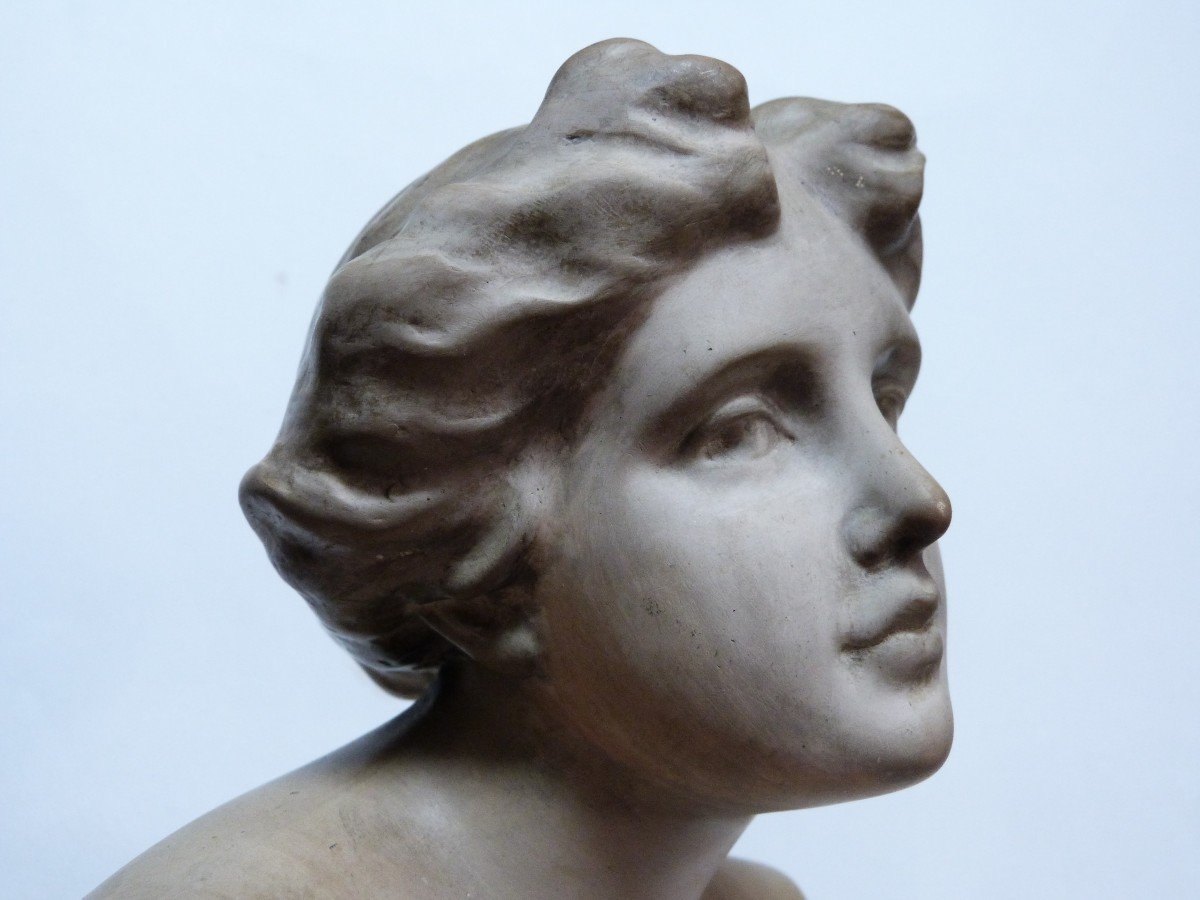 E. Tell For Goldscheider Art Nouveau Female Bust Allegory Of Music-photo-2