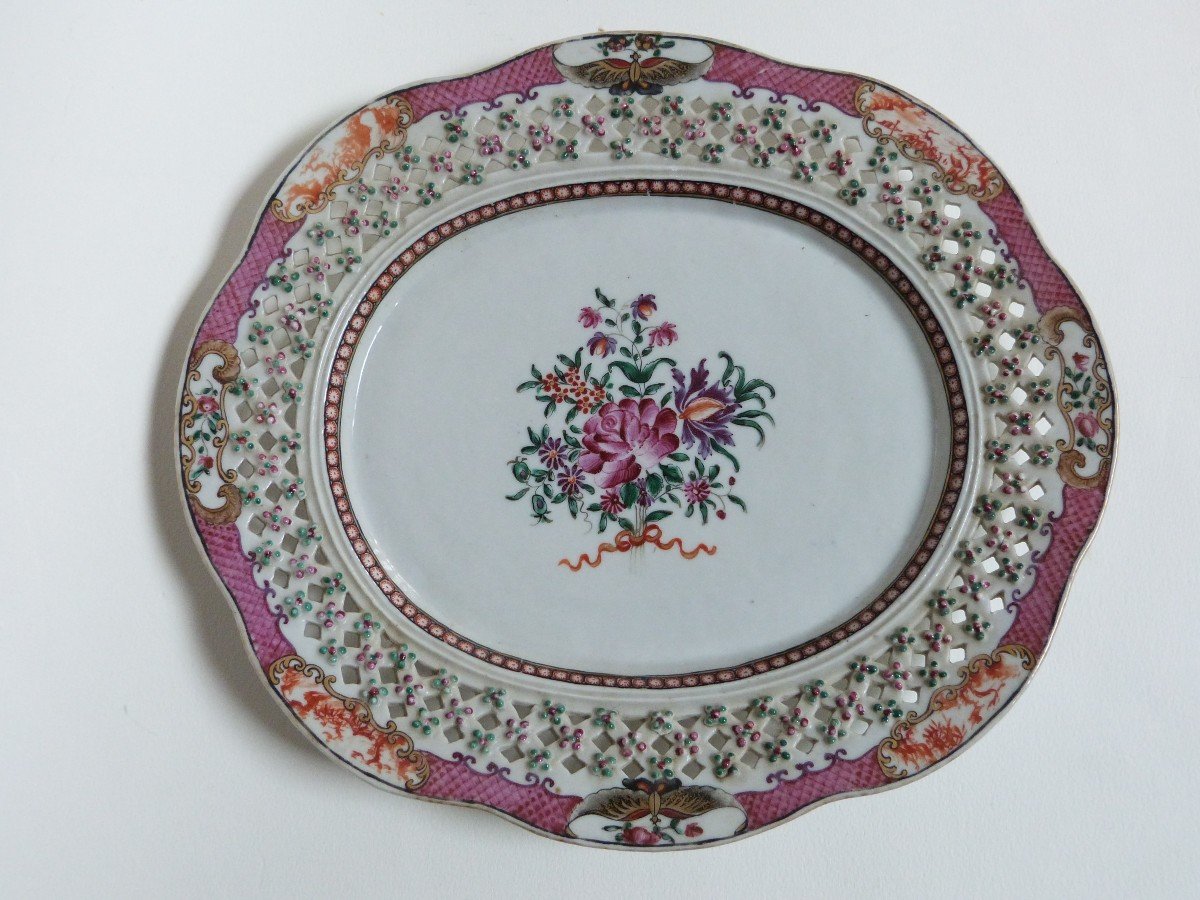 Corbeille En Porcelaine De Chine XVIIIeme Compagnie Des Indes Famille Rose-photo-4