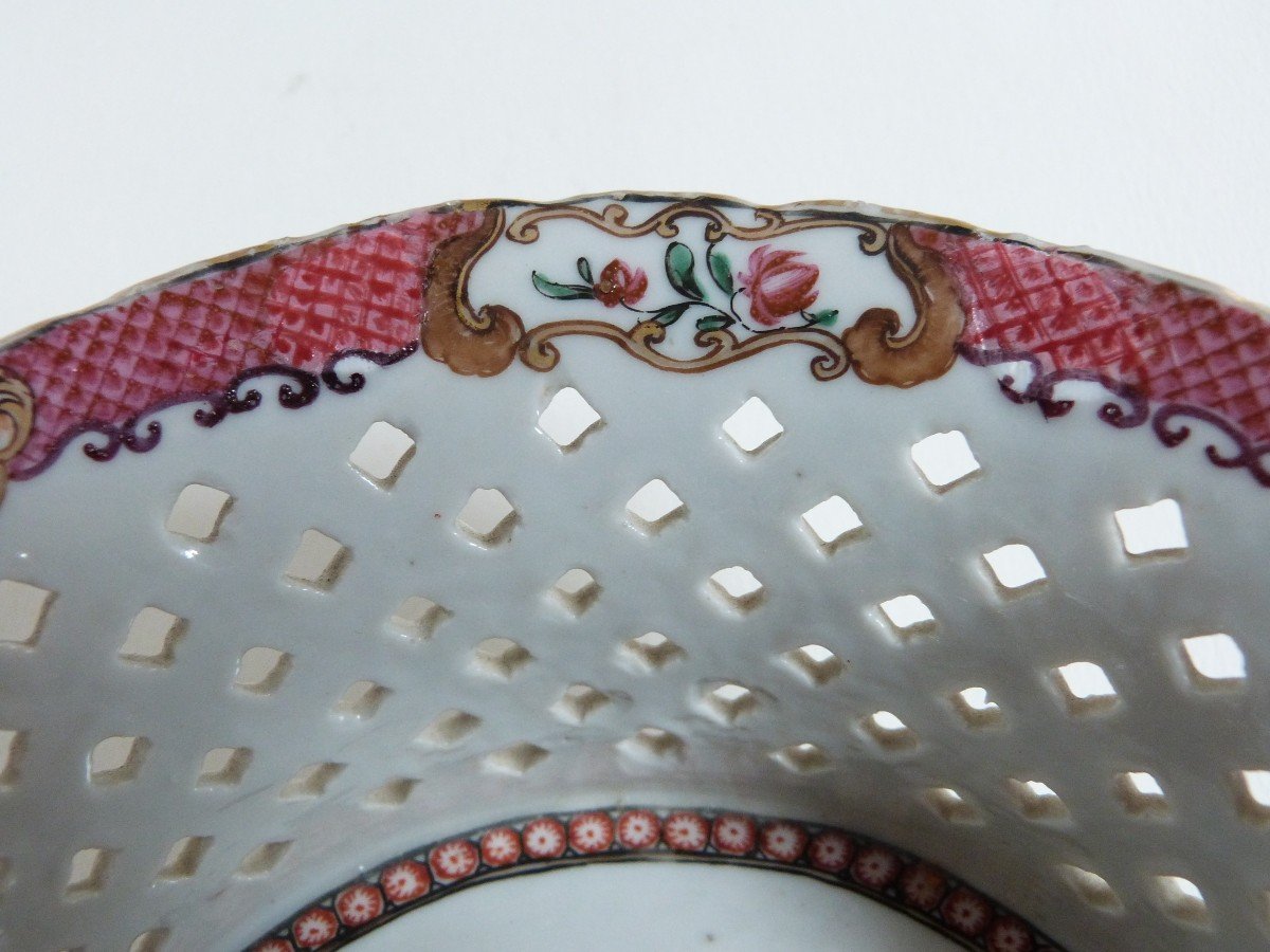 Corbeille En Porcelaine De Chine XVIIIeme Compagnie Des Indes Famille Rose-photo-4