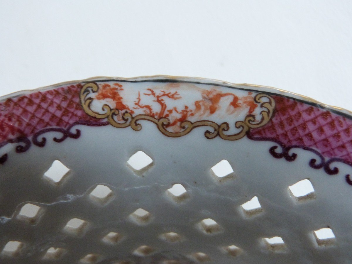 Corbeille En Porcelaine De Chine XVIIIeme Compagnie Des Indes Famille Rose-photo-5