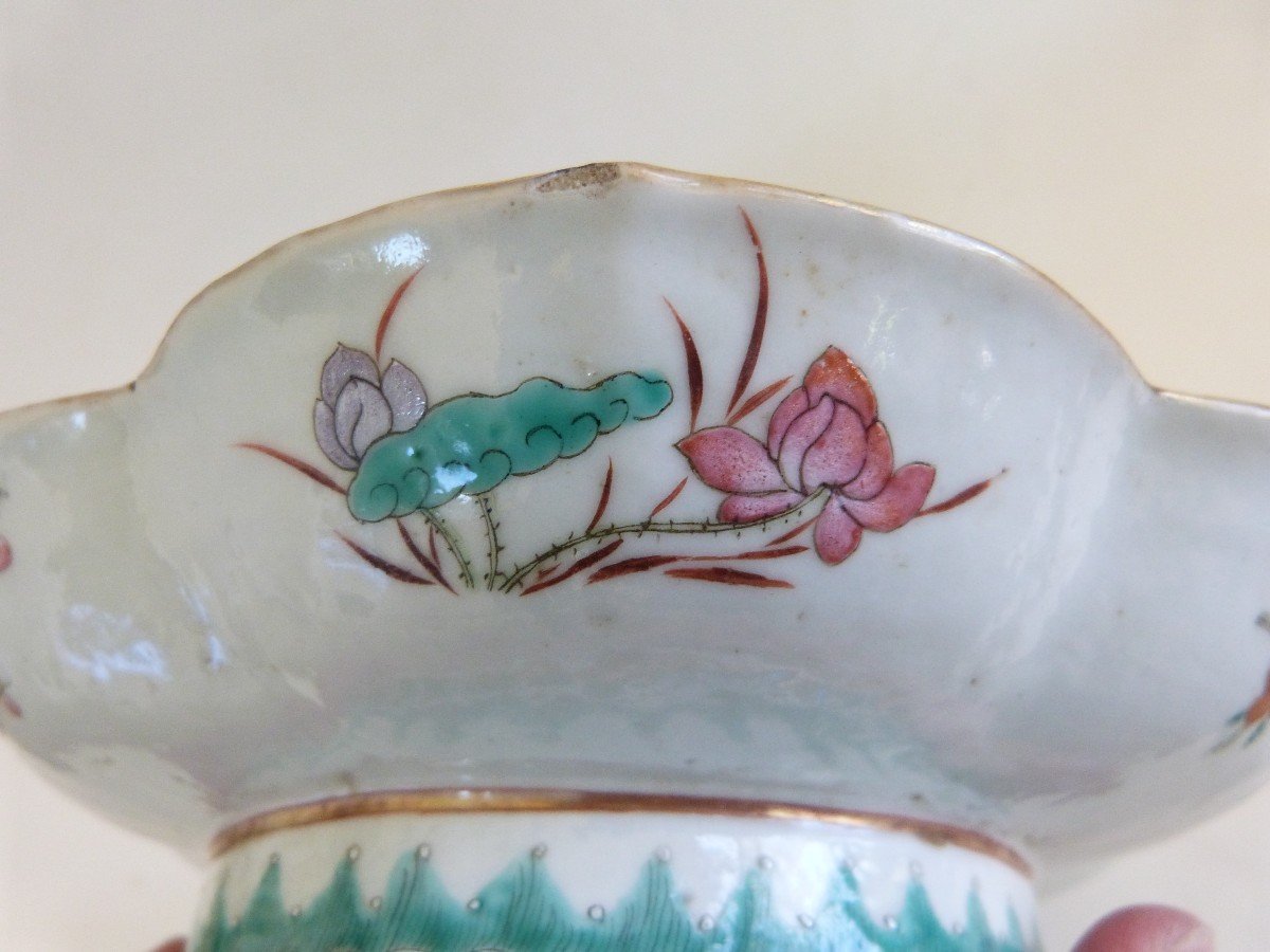 Coupe En Porcelaine De Chine Période Tongzhi XIXe Lotus Antique Chinese Qing Porcelain-photo-5