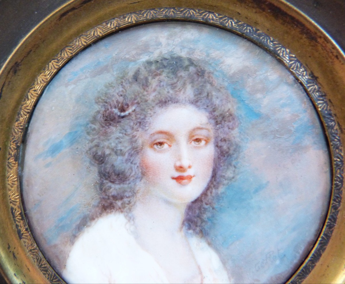 Miniature Portrait Of An English Woman, 18th Century, First Half Of The 19th Century -photo-1