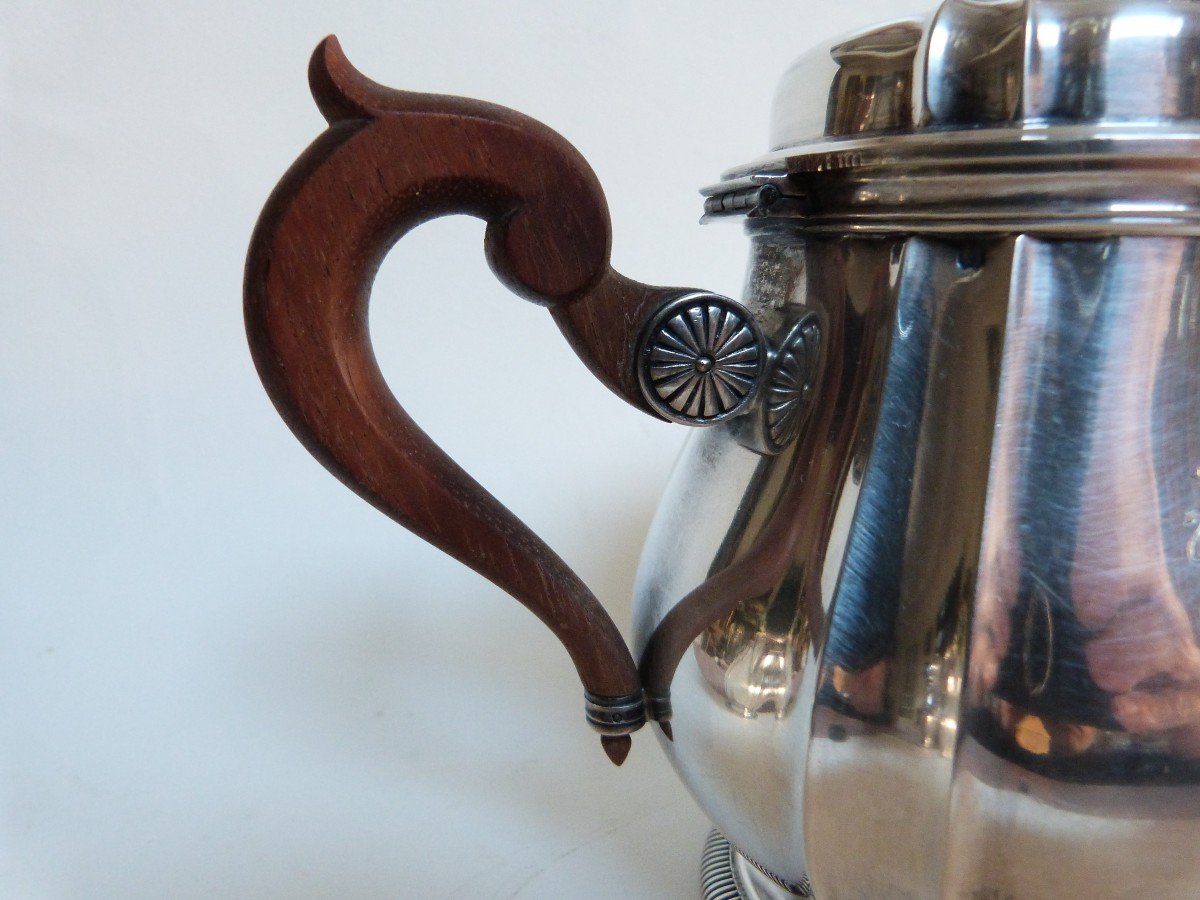 Aucoc Et Vabre Selfish Tea And Coffee Service In Solid Silver With Coat Of Arms Early 20th Century-photo-2