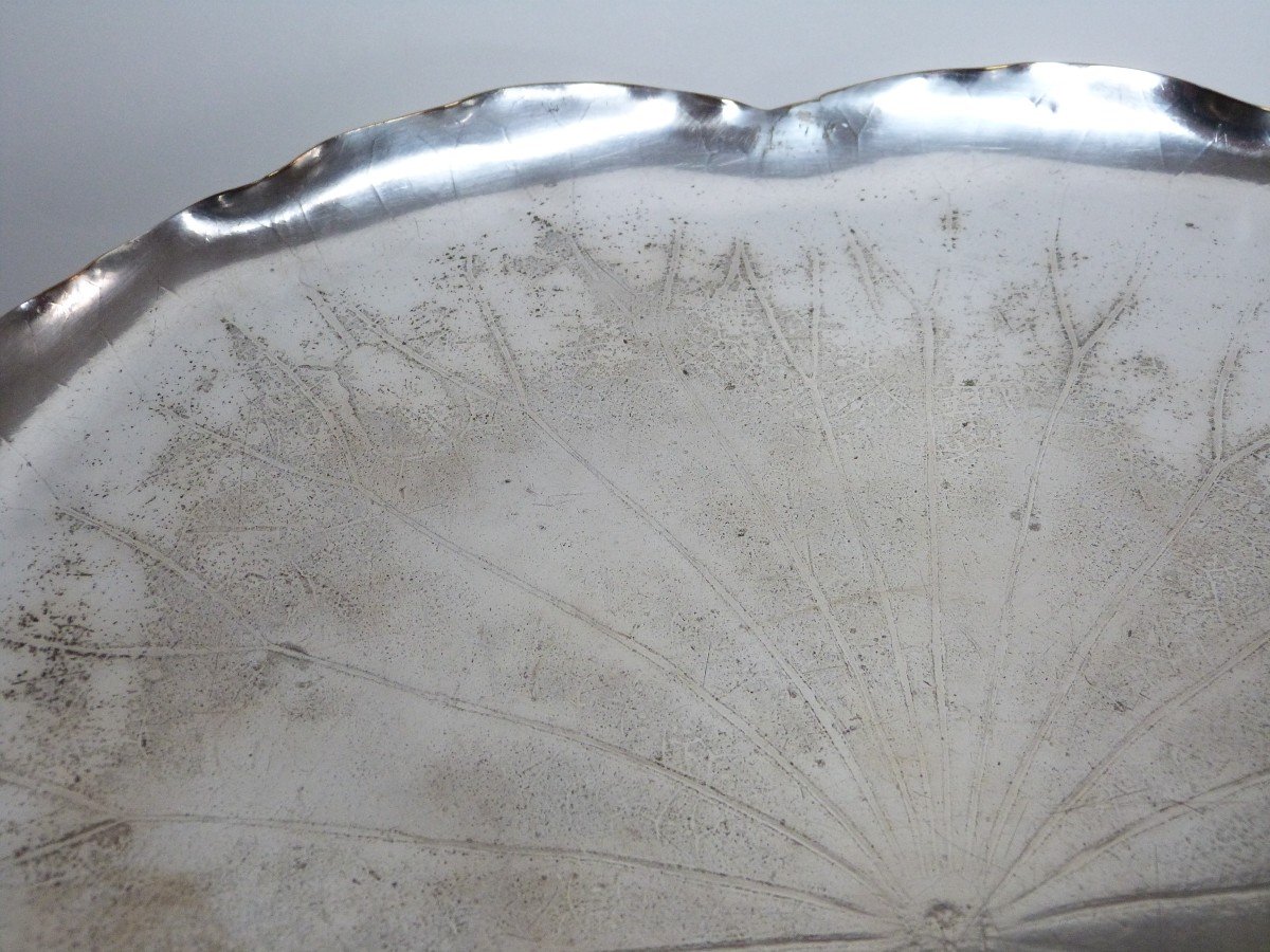 Christofle Rare Natural Impression Water Lily Leaf Tray Dated 1881 -photo-3