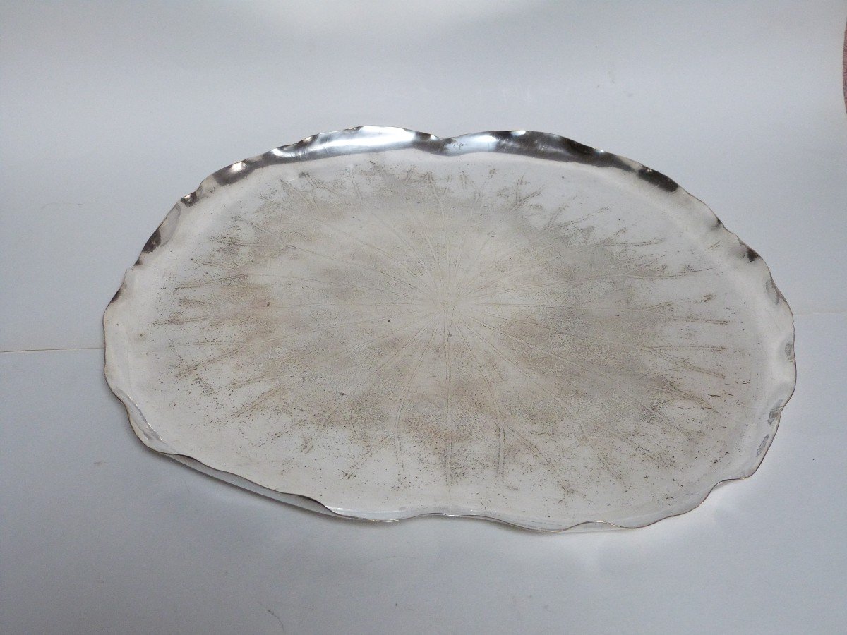 Christofle Rare Natural Impression Water Lily Leaf Tray Dated 1881 -photo-4