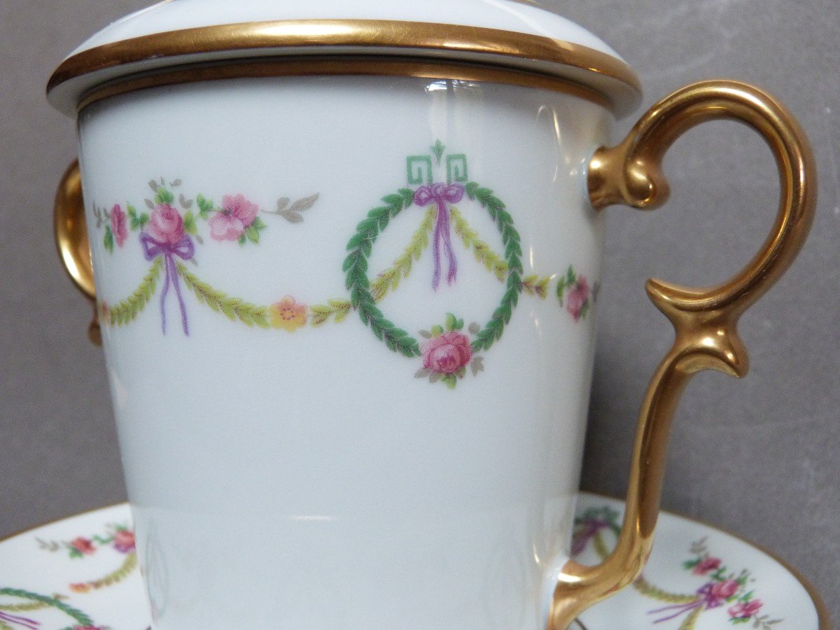 Limoges Porcelain Trembleuse Cup In The Style Of The 18th Century-photo-2