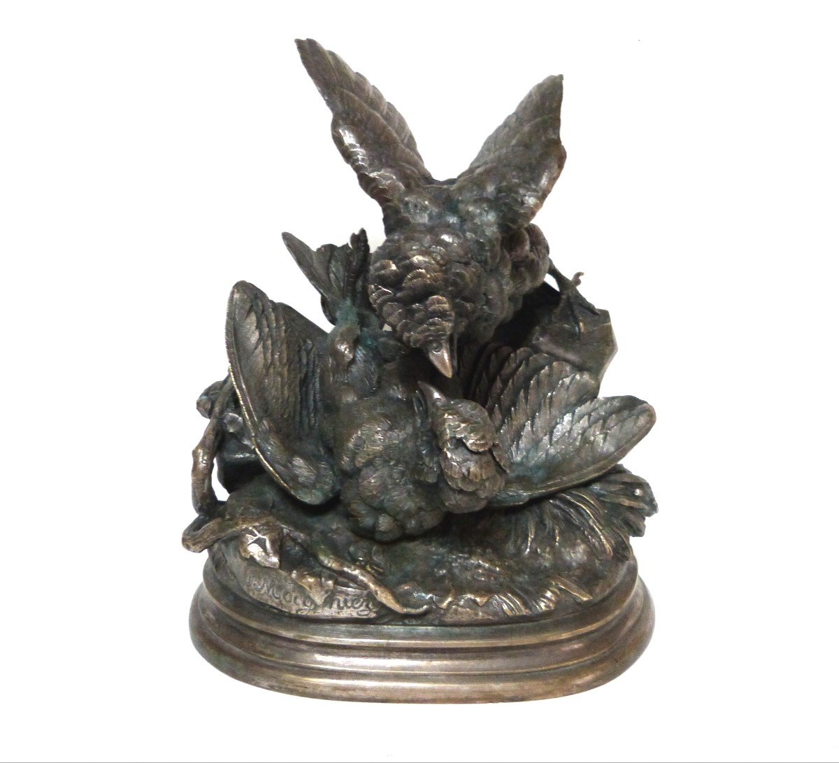 Jules Moignez Animal Bronze Bird Fight 19th Century-photo-2