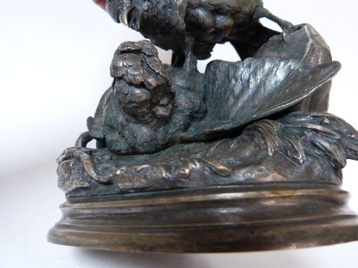 Jules Moignez Animal Bronze Bird Fight 19th Century-photo-5