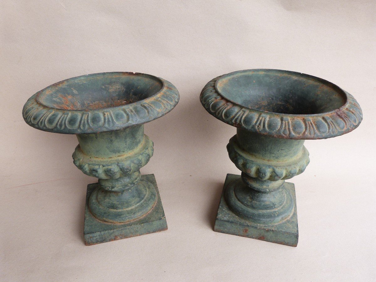 Pair Of Medici Vases Cast Iron 19th Century Garden Ornament -photo-3