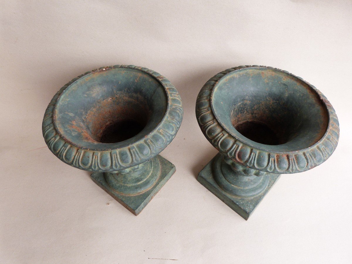 Pair Of Medici Vases Cast Iron 19th Century Garden Ornament -photo-4