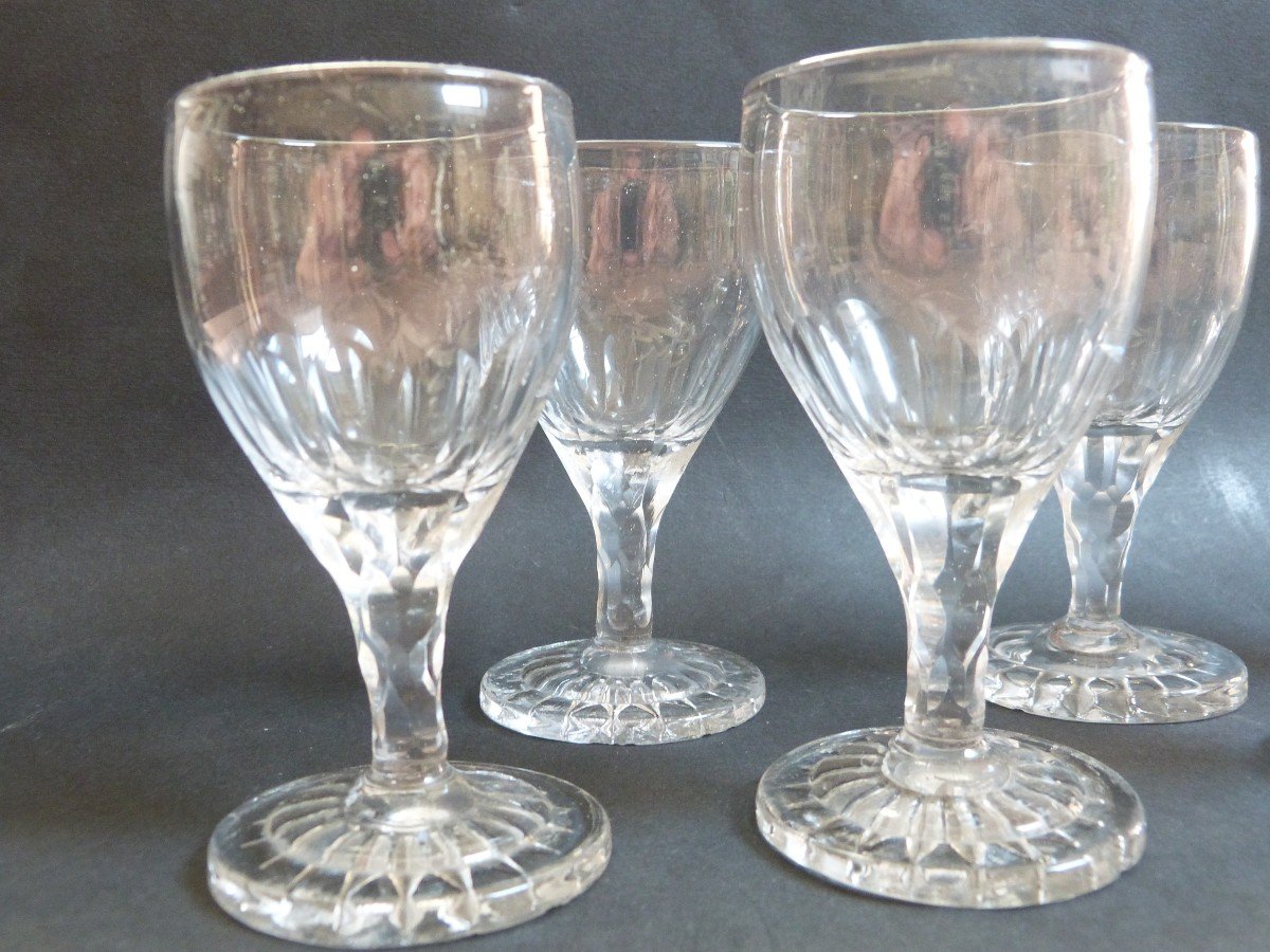 Set Of 6 Montcenis Crystal Port Glasses - Le Creusot Empire Period -photo-2