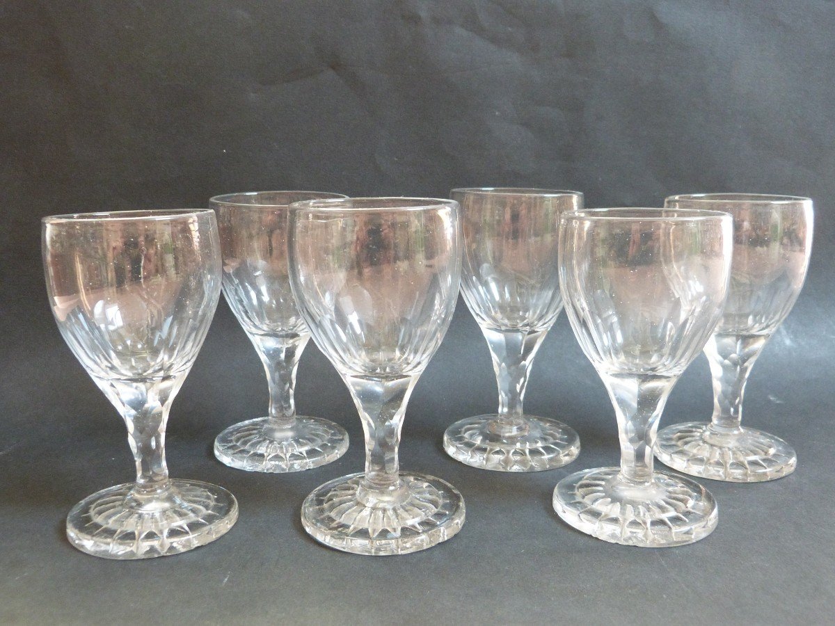 Set Of 6 Montcenis Crystal Port Glasses - Le Creusot Empire Period -photo-1