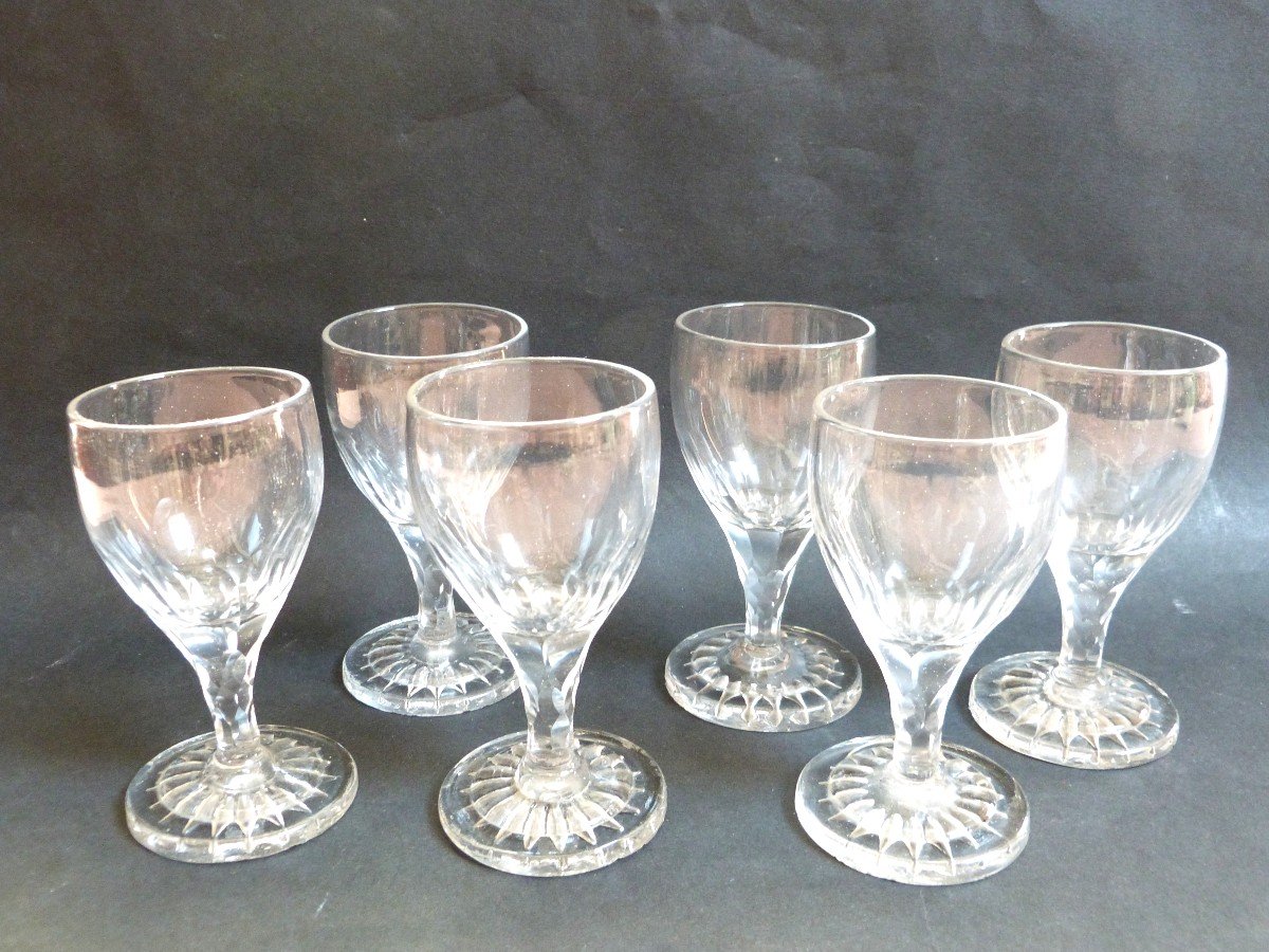 Set Of 6 Montcenis Crystal Port Glasses - Le Creusot Empire Period 