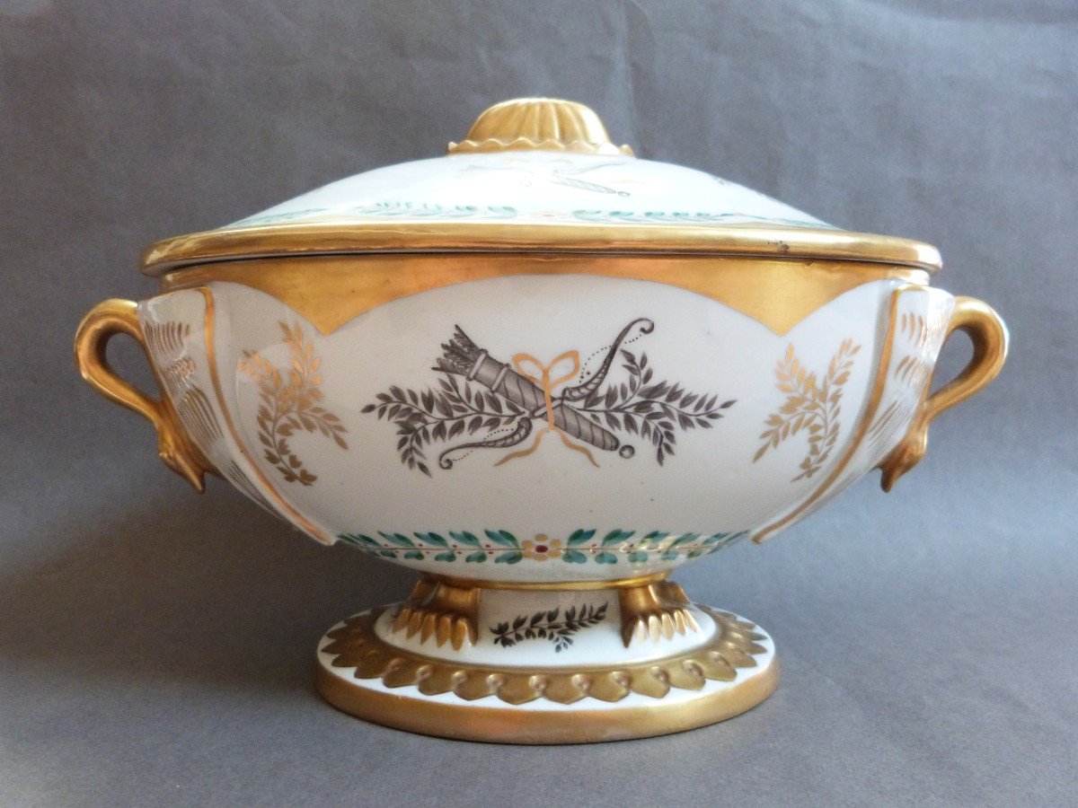 Empire Style Porcelain Covered Pot Grisaille Decor-photo-2