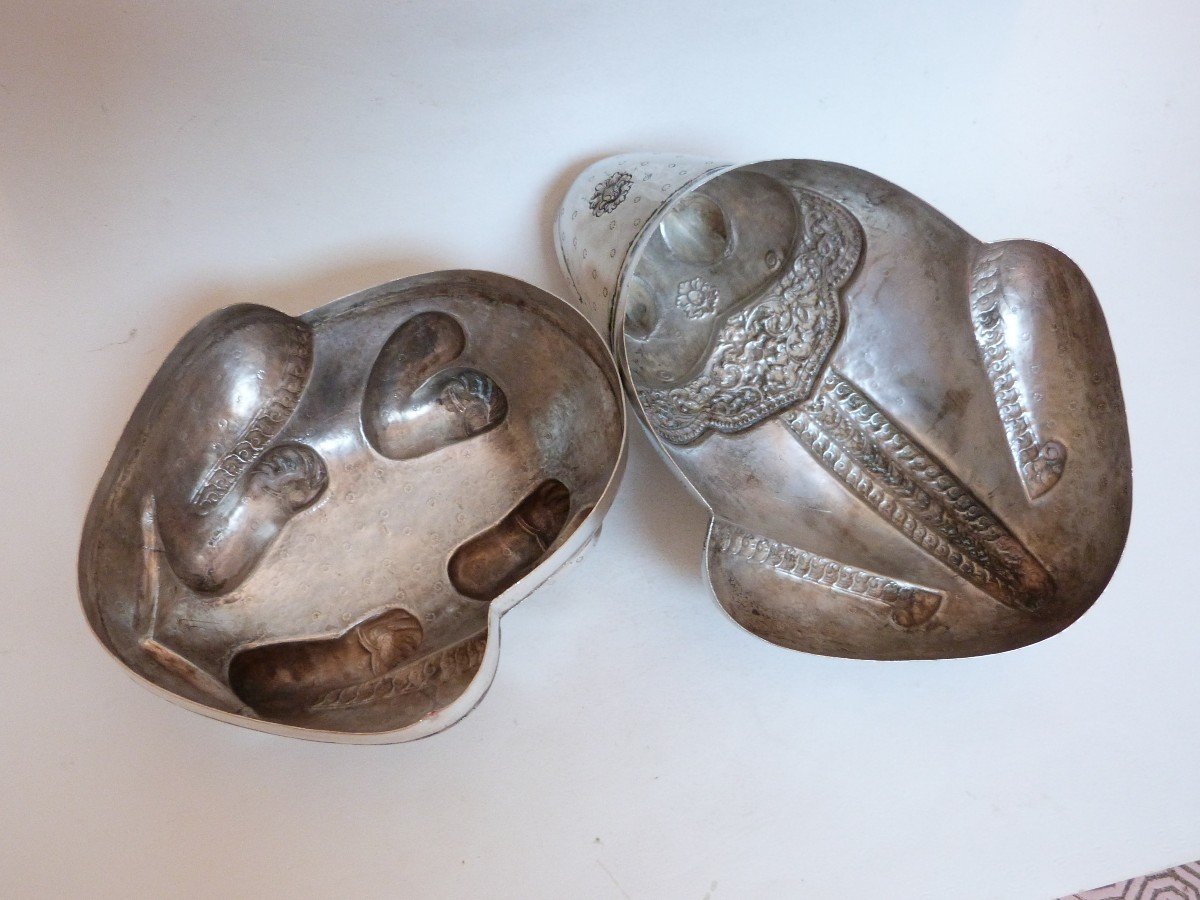 Cambodia Large Rare Solid Silver Betel Box Frog Shape -photo-7