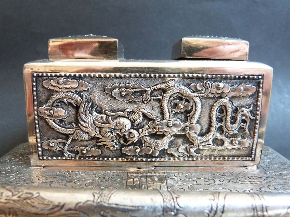 Solid Silver Desk Set Indochina Vietnam -photo-2