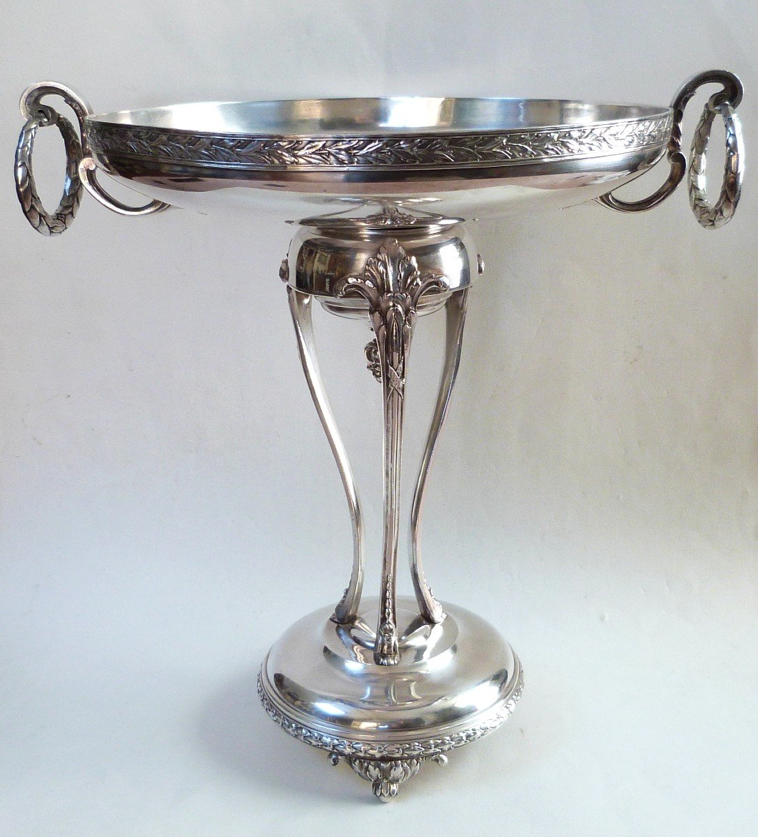 Large Jardiniere Cup Especially Silver Metal Table Centerpiece -photo-2