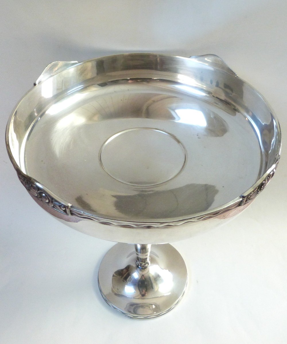 Gallia - Christofle Large Art Deco Silver Plated Metal Bowl -photo-3