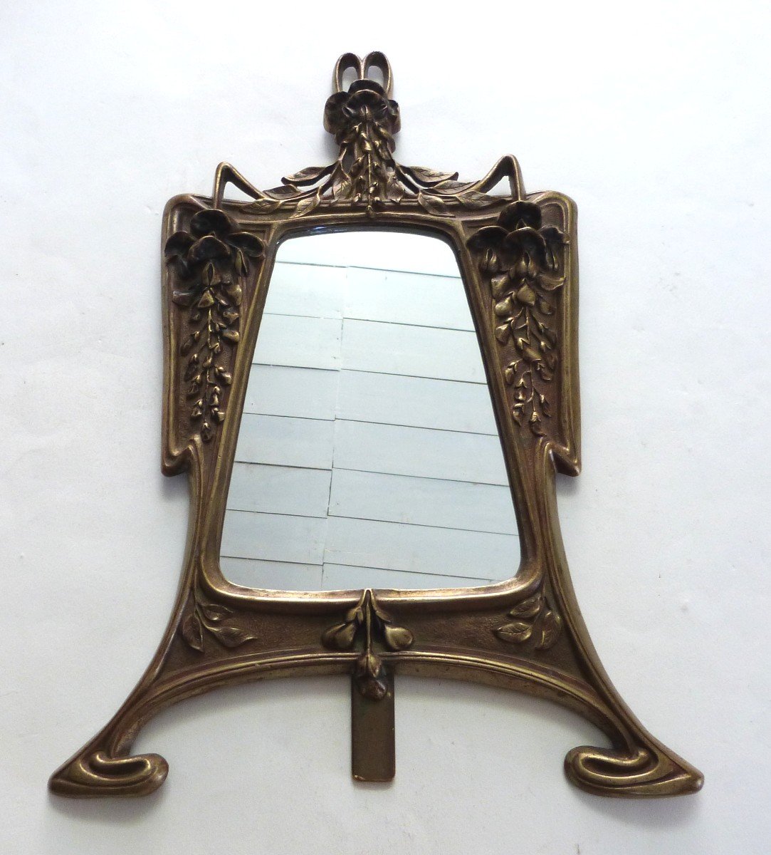 Georges Leuleu Rare Miroir De Table En Bronze Art Nouveau-photo-3