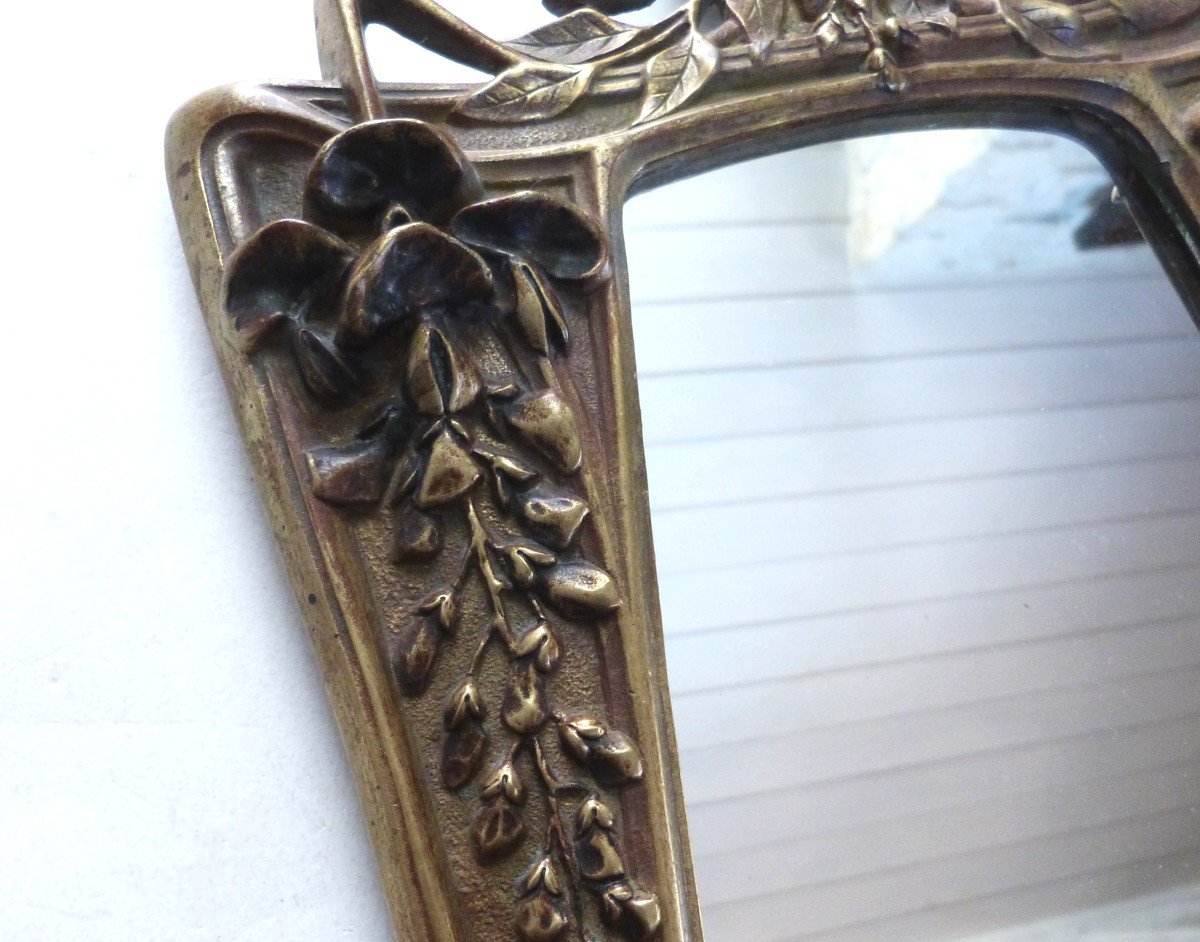 Georges Leuleu Rare Miroir De Table En Bronze Art Nouveau-photo-4