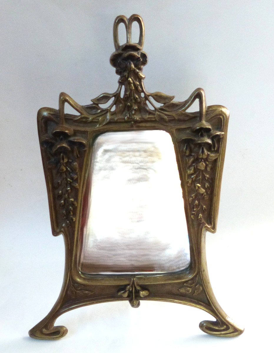 Georges Leuleu Rare Miroir De Table En Bronze Art Nouveau