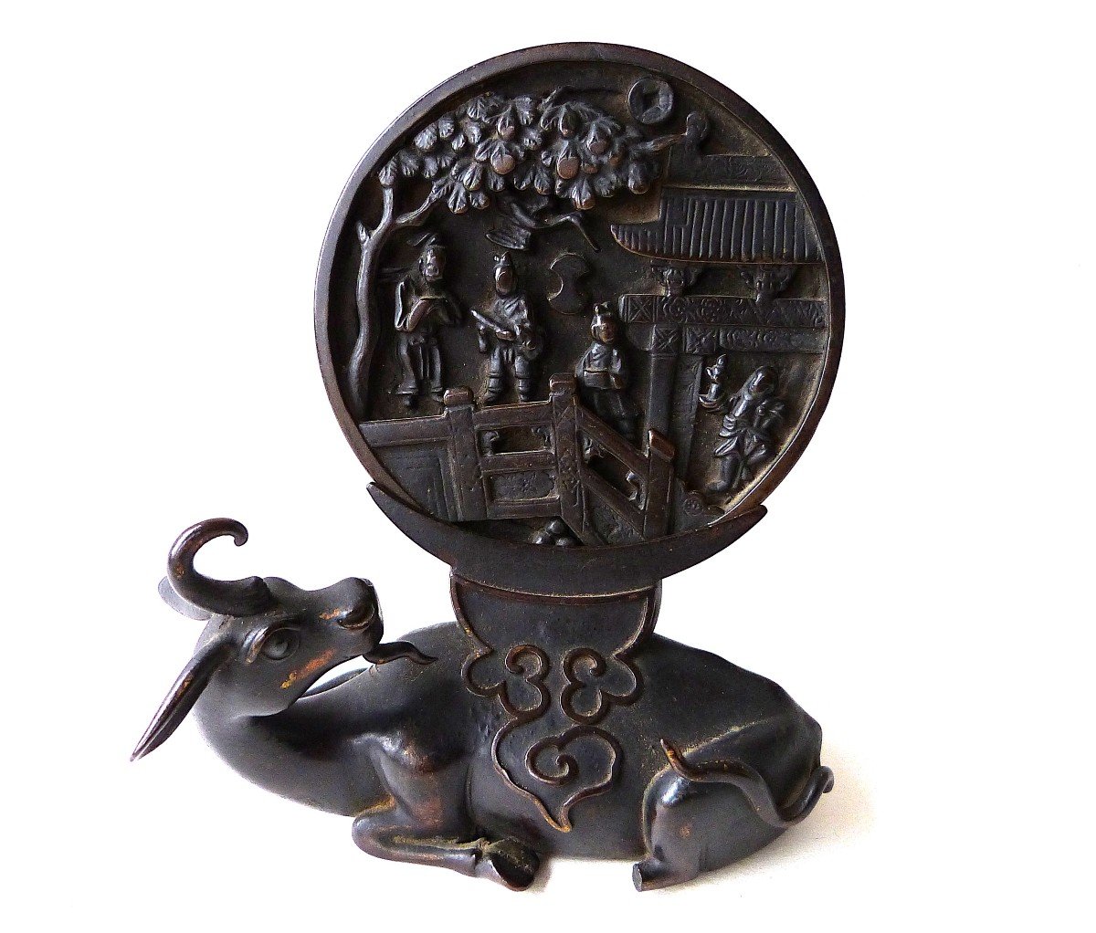 Qilin Porte Miroir En Bronze Chine Dynastie Qing-photo-2