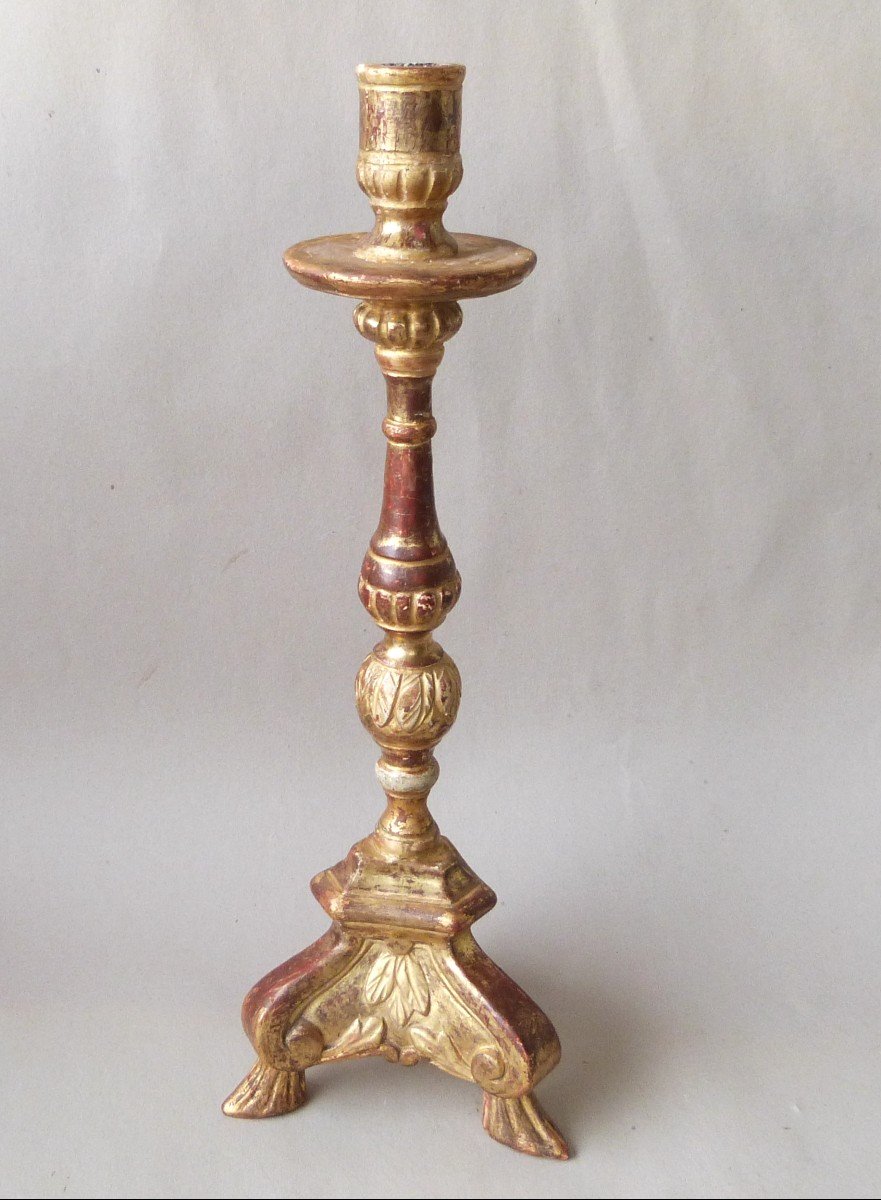 Louis XIV Period Candlestick, Early 18th Century, Period Gilding 