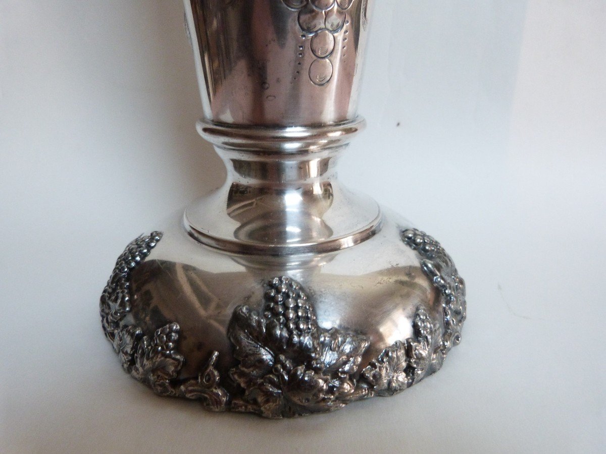 Large Silver Metal Vase United States 19th Century Vine Decor Barbour Silver Co-photo-4