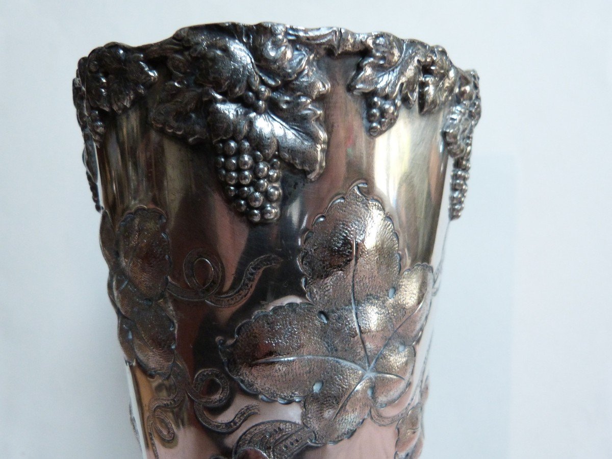 Large Silver Metal Vase United States 19th Century Vine Decor Barbour Silver Co-photo-2