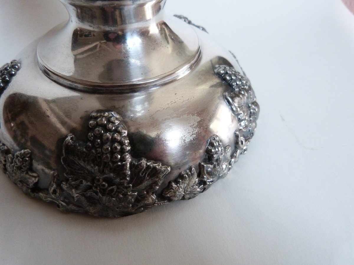 Large Silver Metal Vase United States 19th Century Vine Decor Barbour Silver Co-photo-6