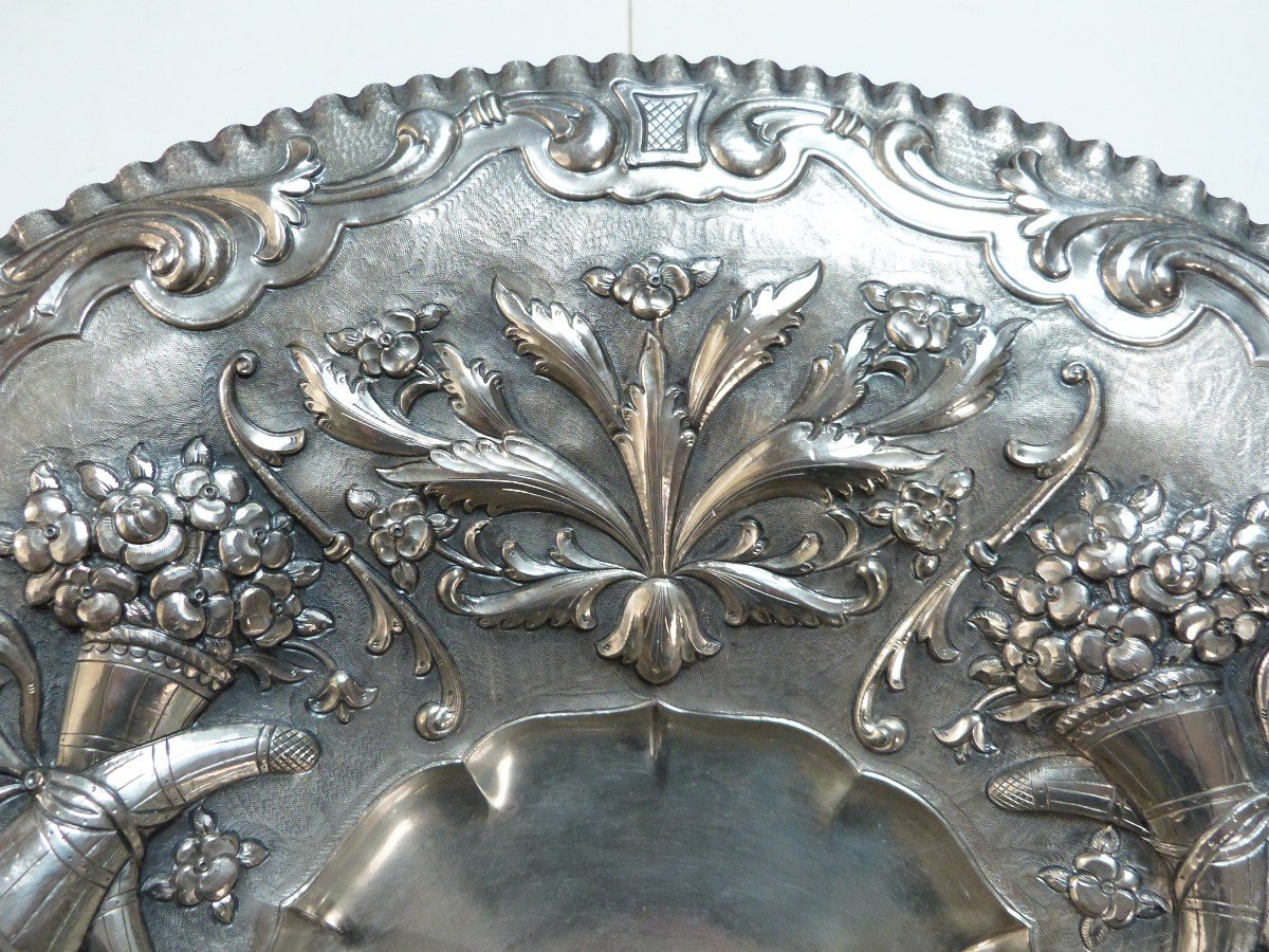 Very Large Ornamental Plate In Solid Silver Romania Early 20th Century -photo-2