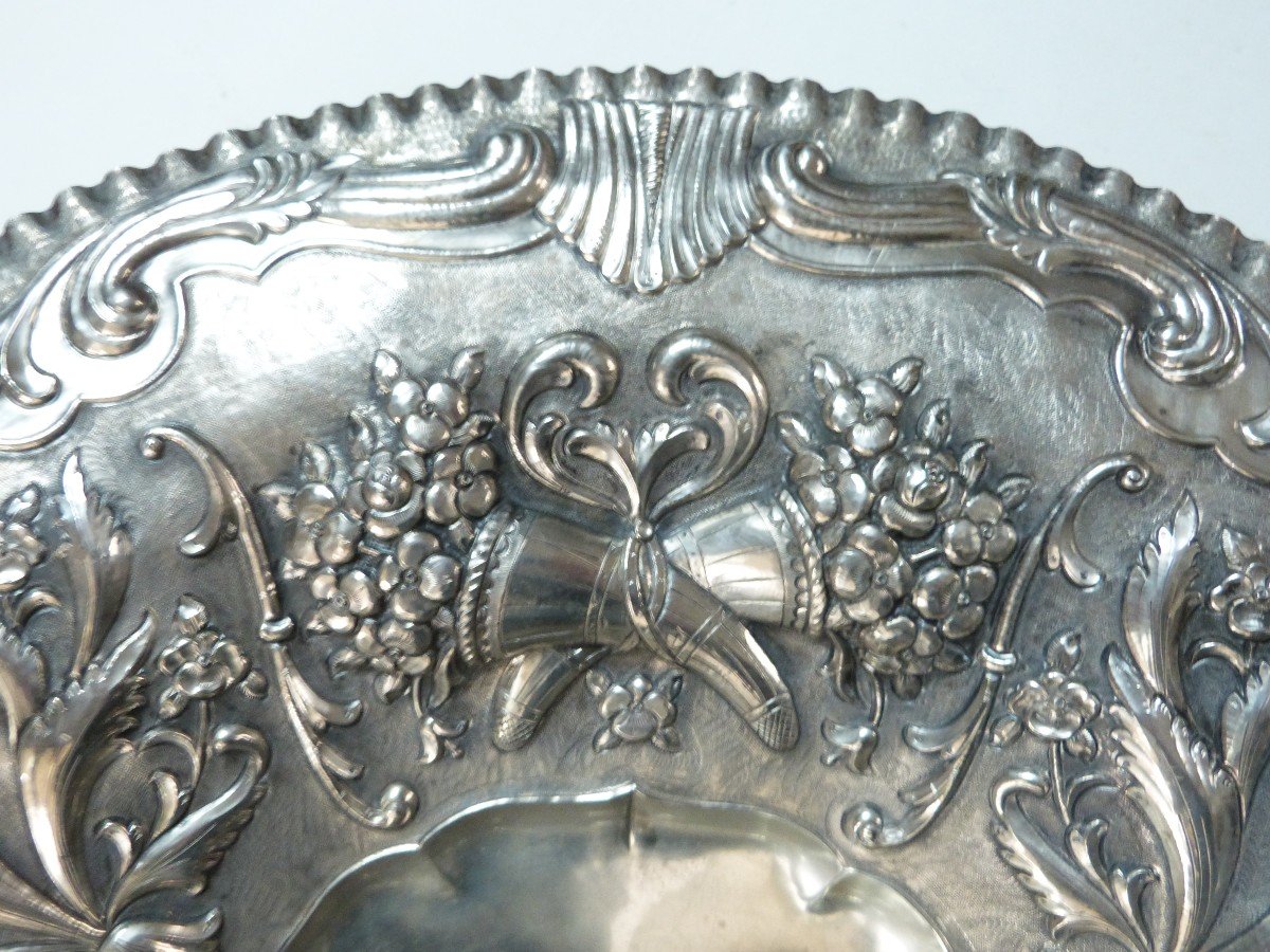 Very Large Ornamental Plate In Solid Silver Romania Early 20th Century -photo-3