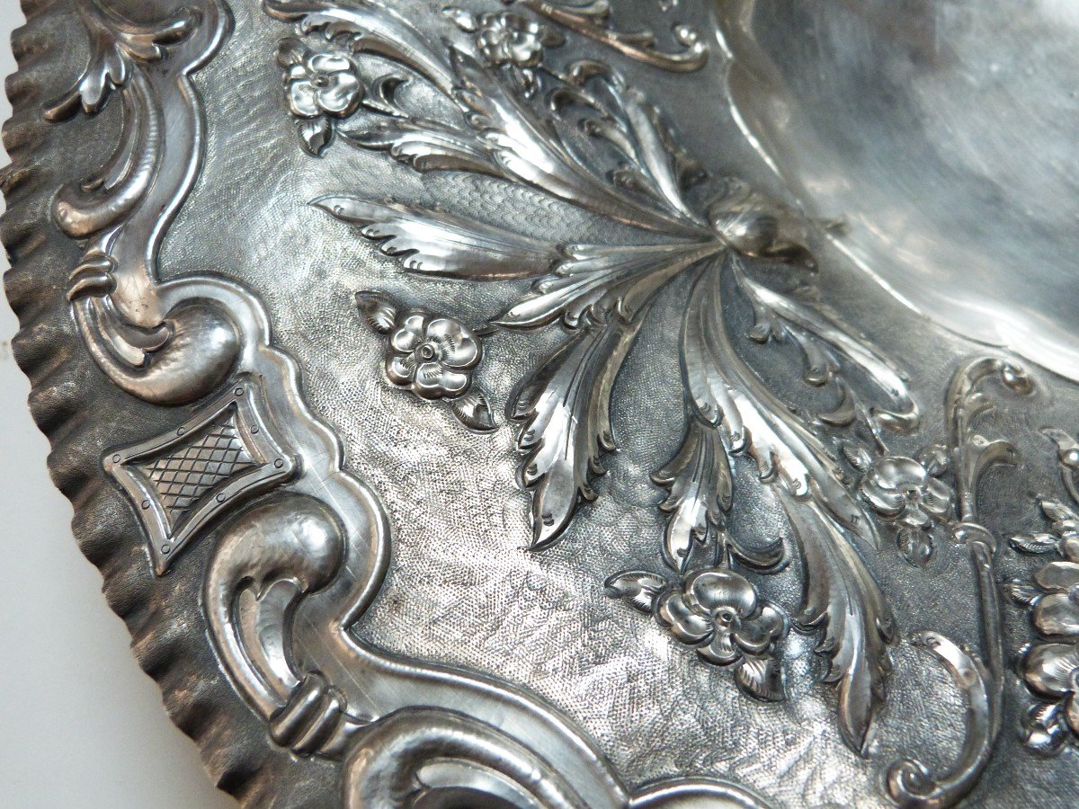 Very Large Ornamental Plate In Solid Silver Romania Early 20th Century -photo-1