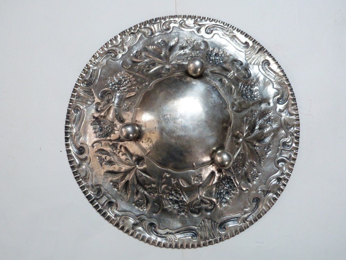 Very Large Ornamental Plate In Solid Silver Romania Early 20th Century -photo-4