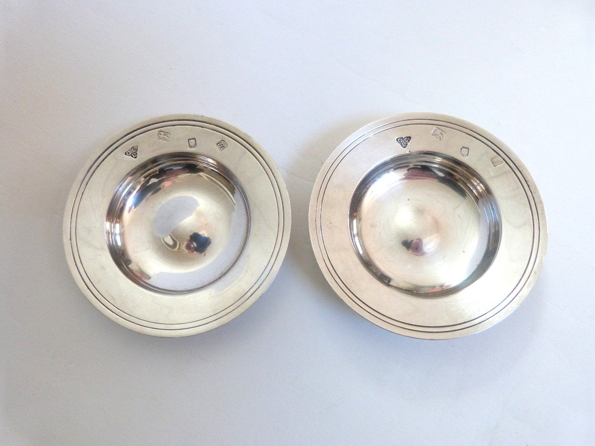 2 Small Sterling Silver Dishes Bowls Garrard & Co British Crown Jeweller