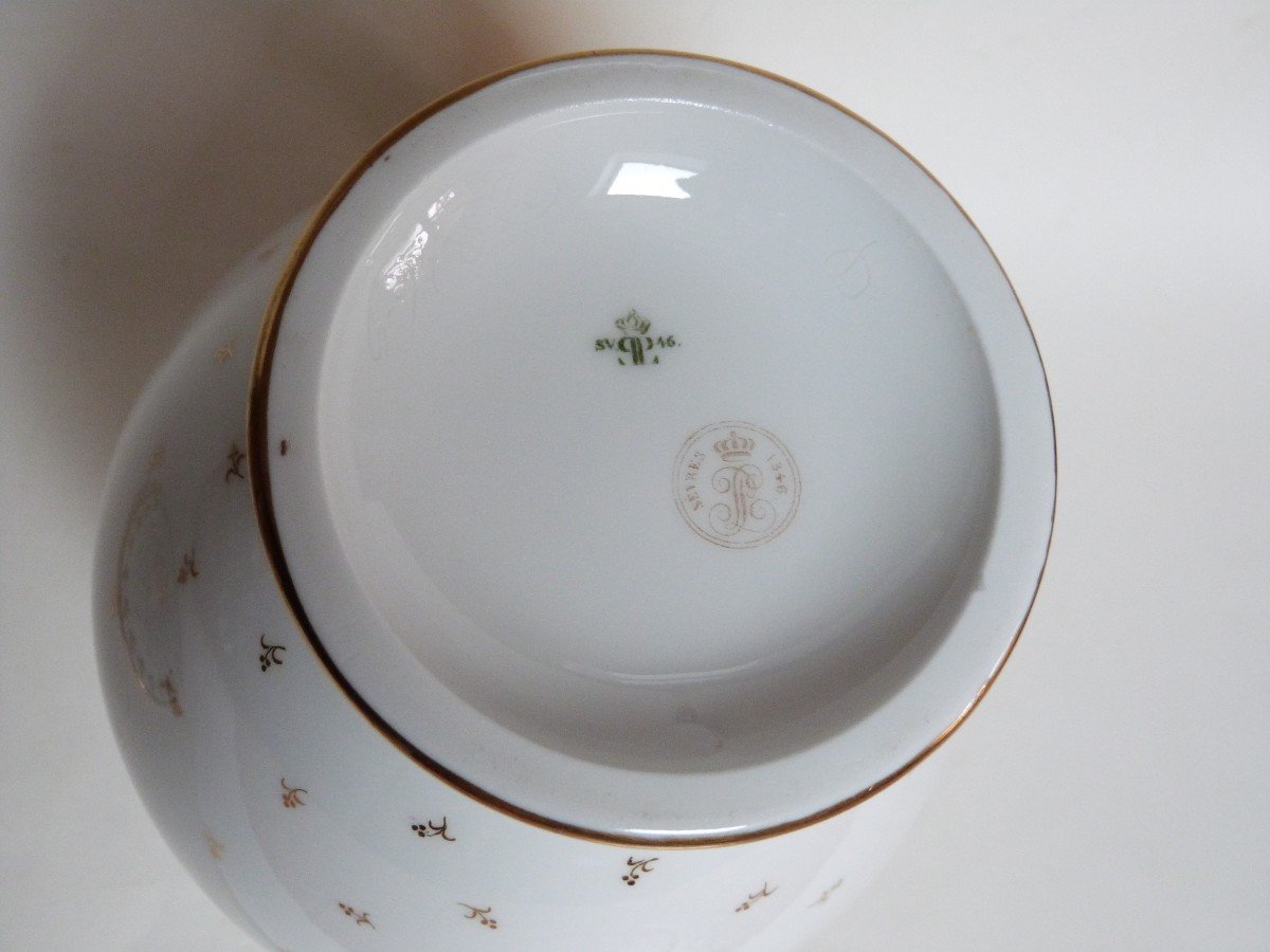 Pot à Décoction En Porcelaine De Sèvres 1846 Louis Philippe Décor Or -photo-6