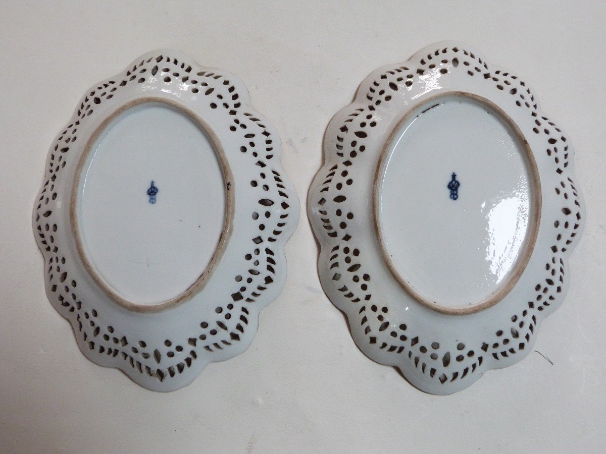 Pair Of Openwork Porcelain Dishes 18th Century Belgium - Germany -photo-4