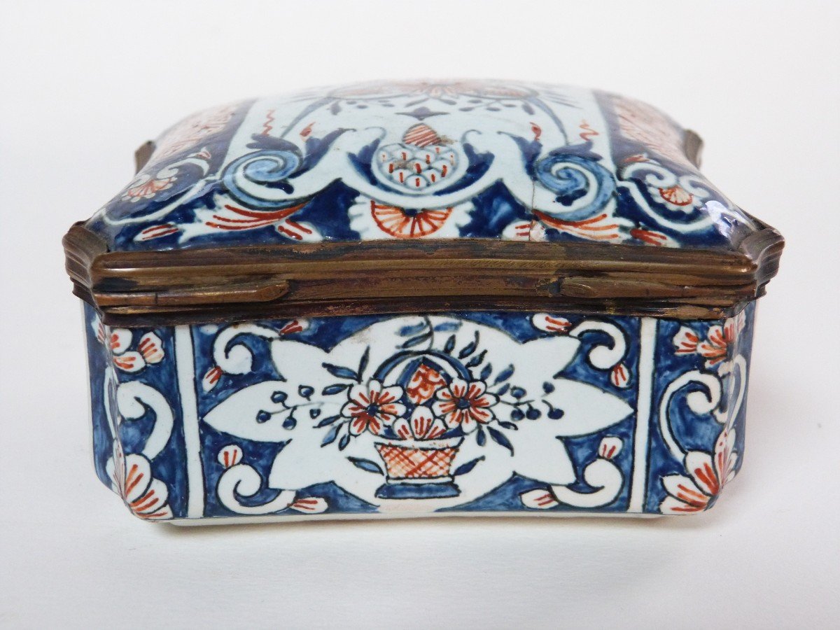 Earthenware Box In The Style Of Rouen XVIIIth Samson Paris XIXth-photo-1