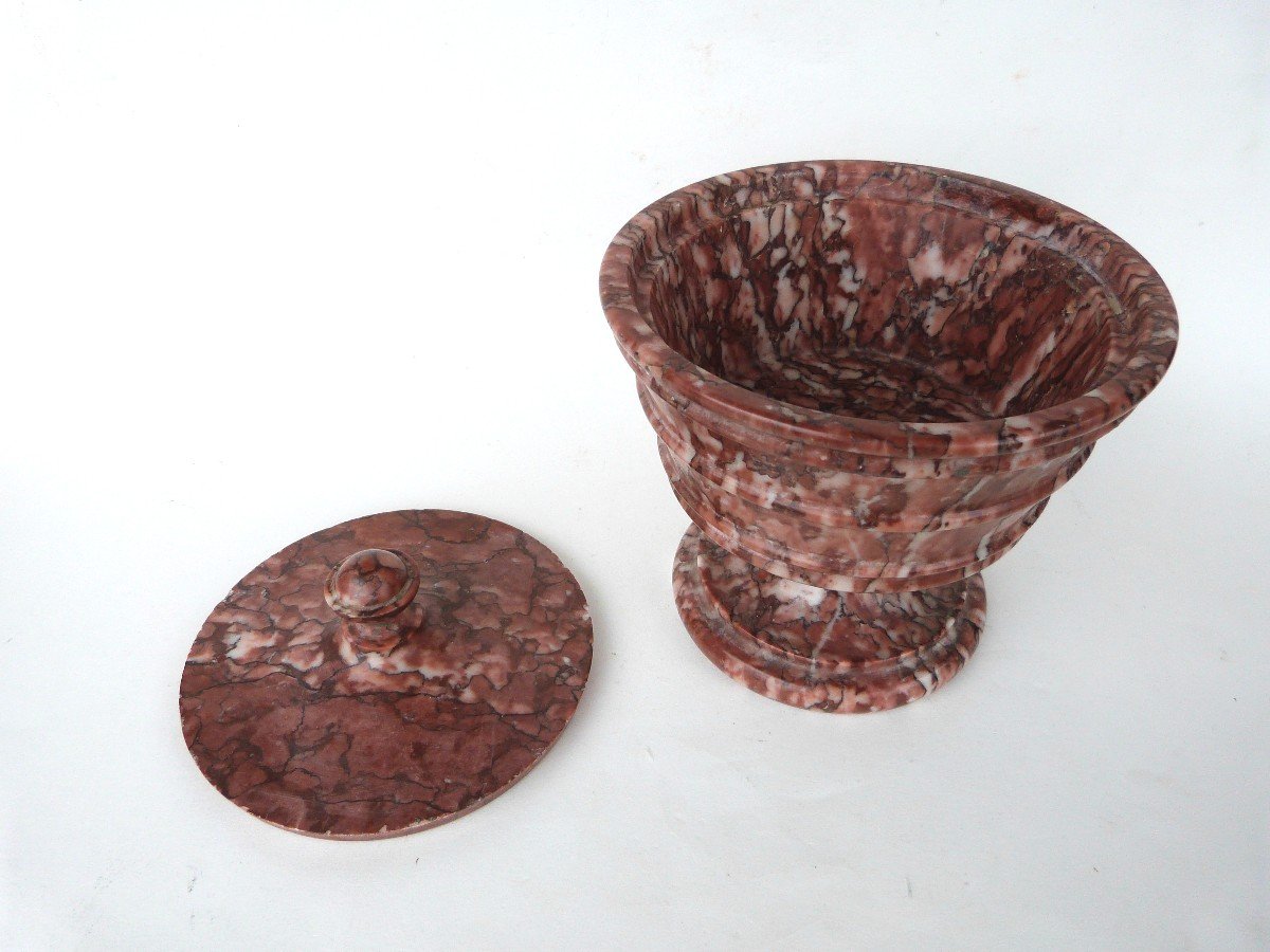 Carved Marble Urn Covered Pot -photo-2