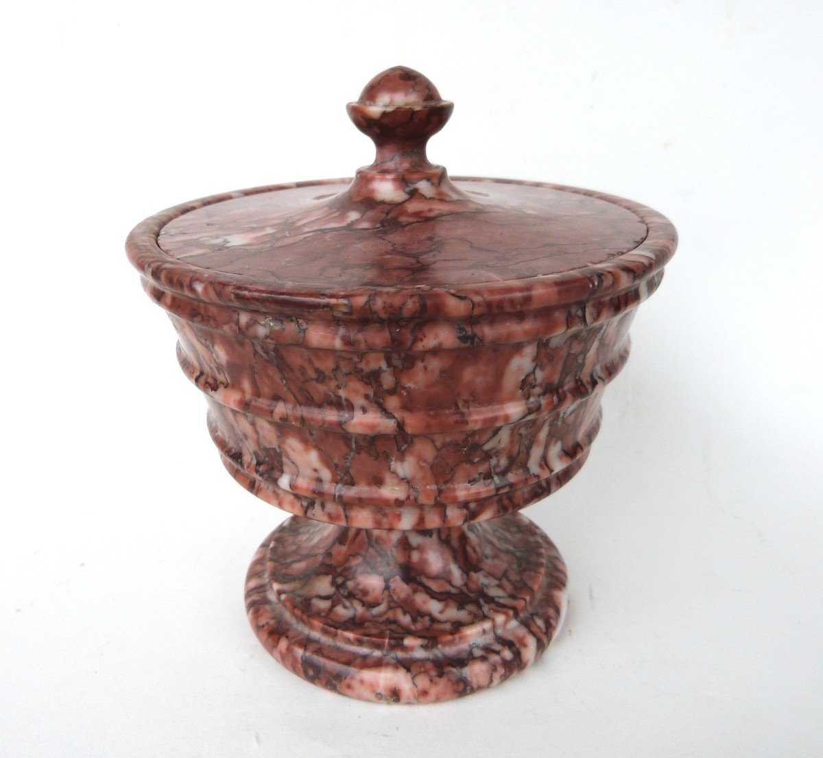 Carved Marble Urn Covered Pot 