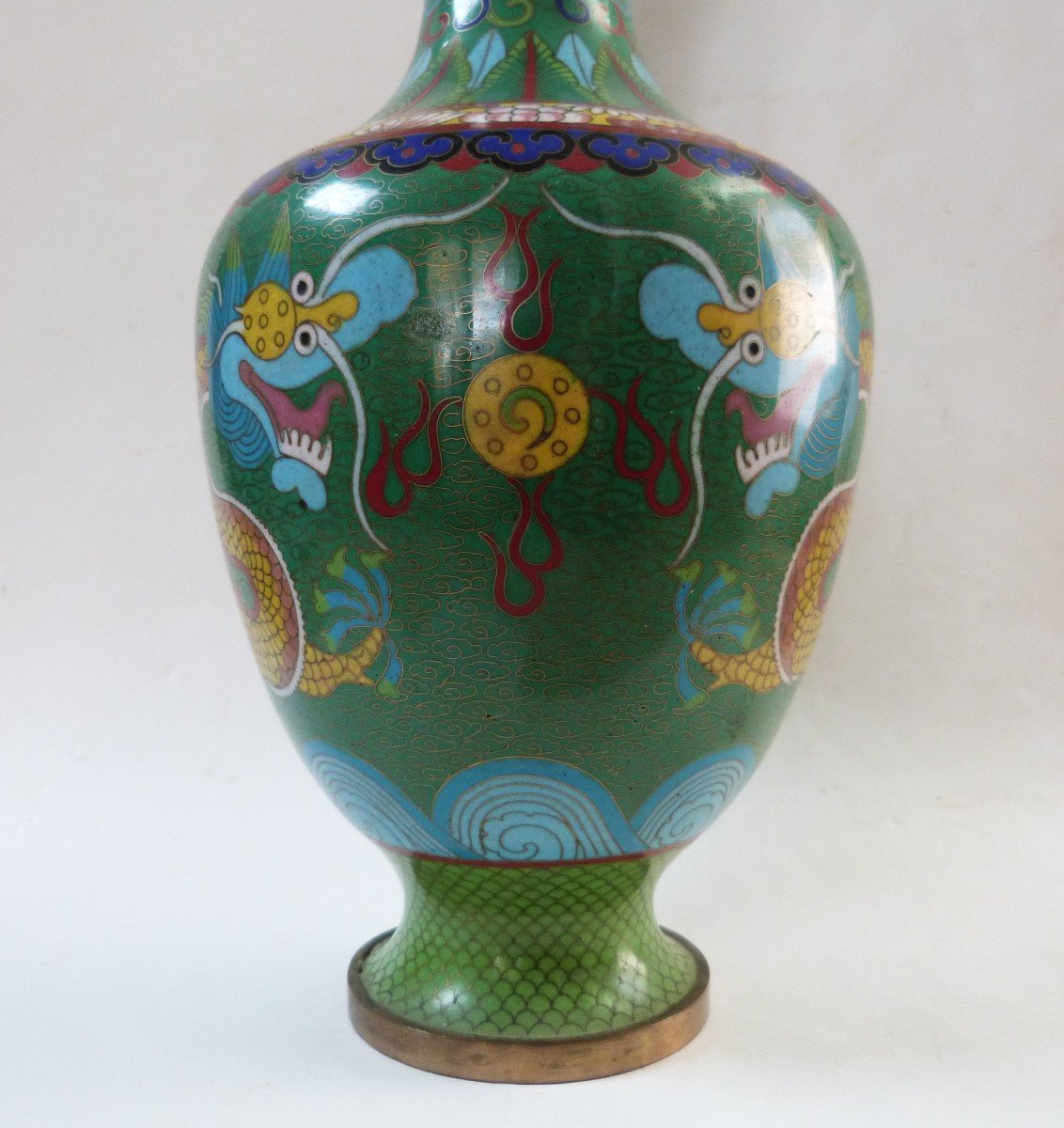 Chinese Cloisonné Enamel Vase, 19th Century-photo-2