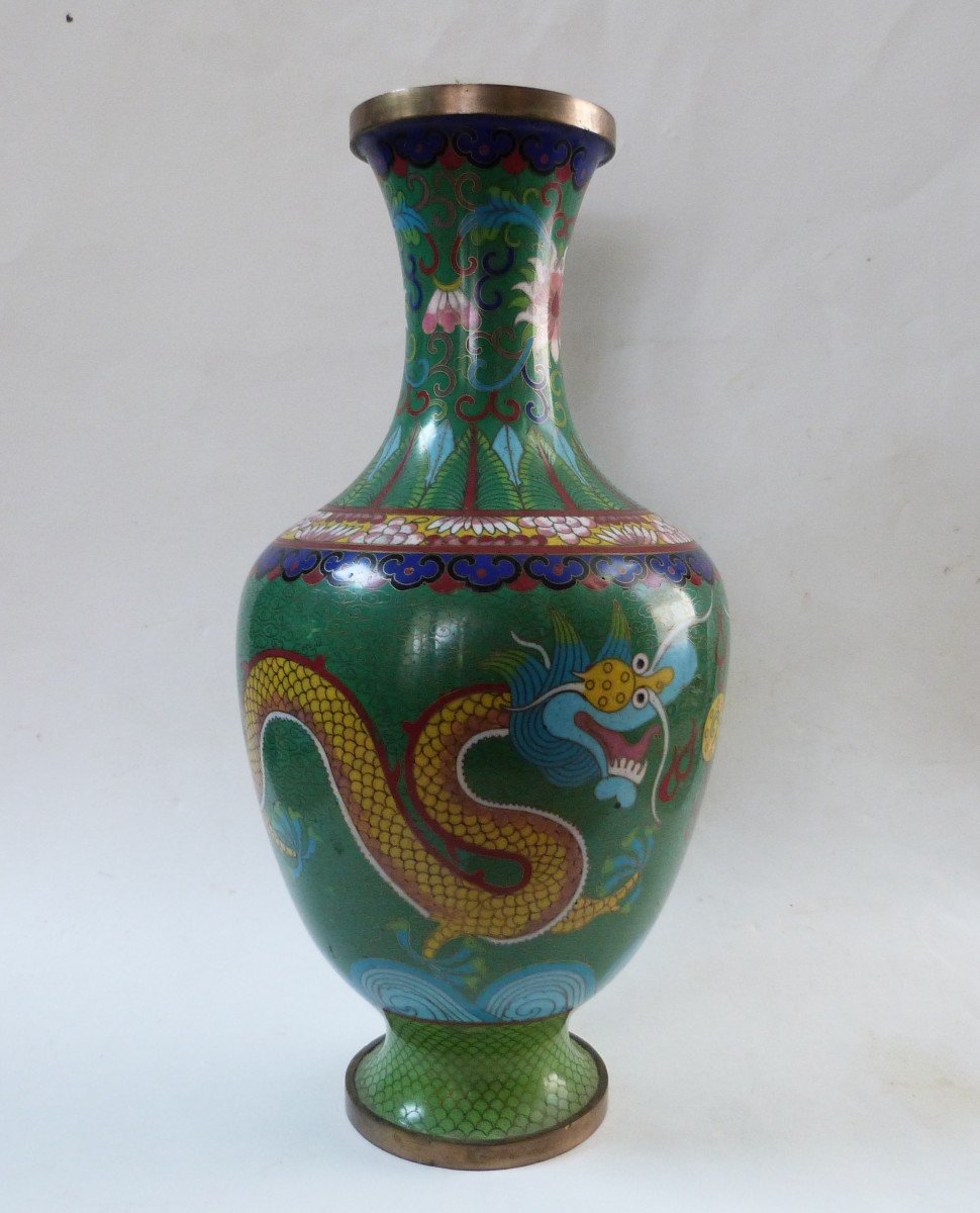 Chinese Cloisonné Enamel Vase, 19th Century-photo-3